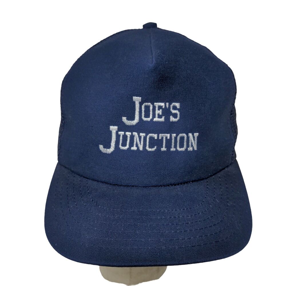 Joe's Junction Blue Snapback Meshback Hat Cap Made in USA Embroidered Spell Out
